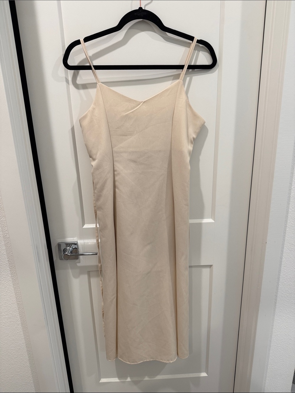 Classic Cream Slip Dress with Spaghetti Straps